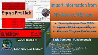Working in MS excel, Import Information from MS Word