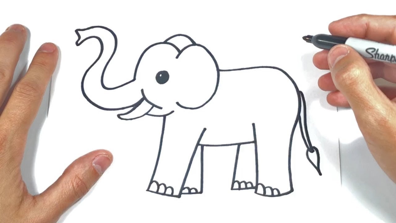 Como Dibujar Un Elefante Facil / Elephant drawing - How to draw an