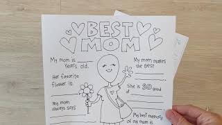 Mothers Day Interview Questions | Mothers Day Coloring Page | Mothers Day Activities for Kinder