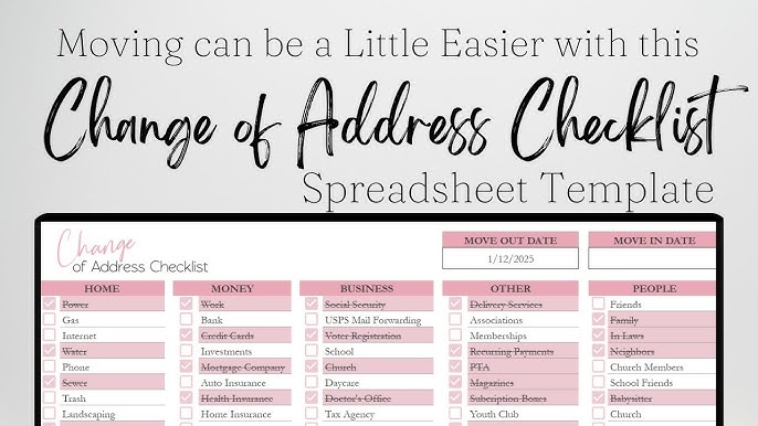 change-of-address-checklist-excel-spreadsheet-moving-planning-google-sheets-editable-template-youtube for Free Printable Change Of Address Template Change of Address Checklist Excel Spreadsheet, Moving Planning, Google Sheets Editable Template - YouTube for Free Printable Change Of Address Template
