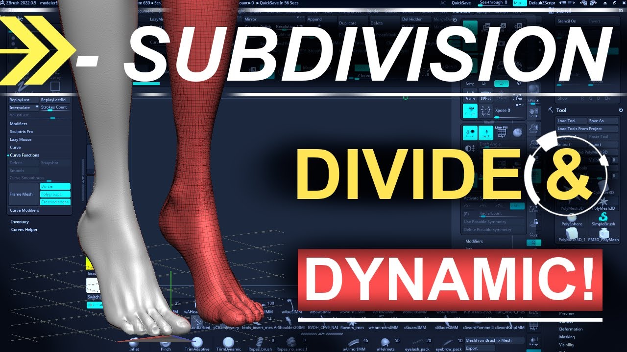 shortcut for dynamic subdivision zbrush