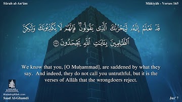 سورة الأنعام مترجمه بالانجليزية بصوت القارئ سعد الغامدي Surah Al-An`âm Translated To English