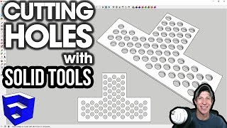 CUTTING MULTIPLE HOLES with Solid Tools in SketchUp