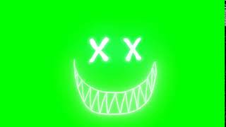 neon monster face animation in green screen background 1