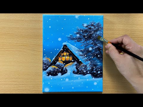 Falling Snow Acrylic Painting For Beginners Step By Step 163