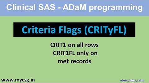 Clinical SAS - ADaM - Criteria Flags - CRIT on all rows - Flag on met records- ADaM_C1011_L101b