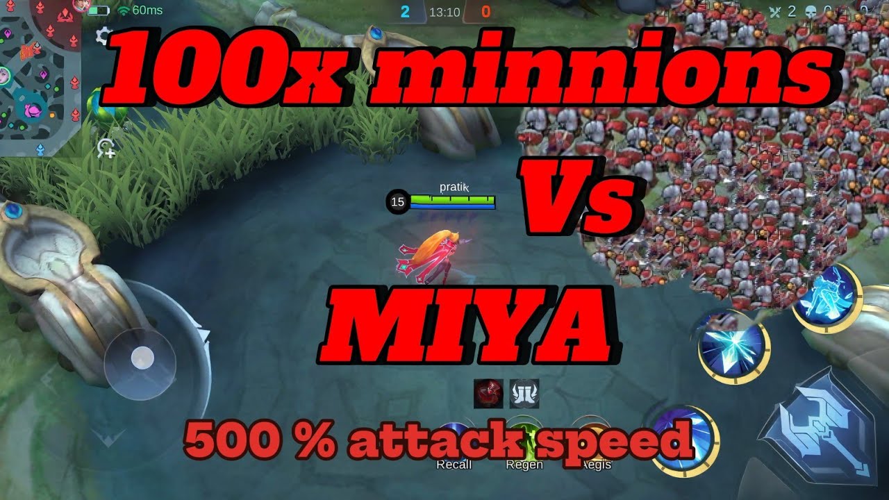100 minnions Vs Miya (attack speed + crit build)
