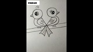 رسم عصفور علي الشجرة بطريقة سهلة للمبتدئين//15// how to  draw a cute bird