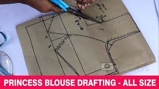 how to draft princess cut blouse for all sizes | Princess cut blouse drafting pattern