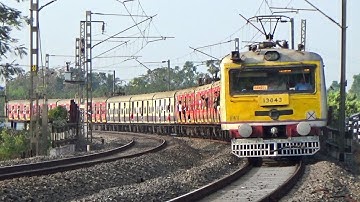 Super Speedy Conventional EMU Trains Furiously Skip Huge Curve Back to Back | Eastern Railways