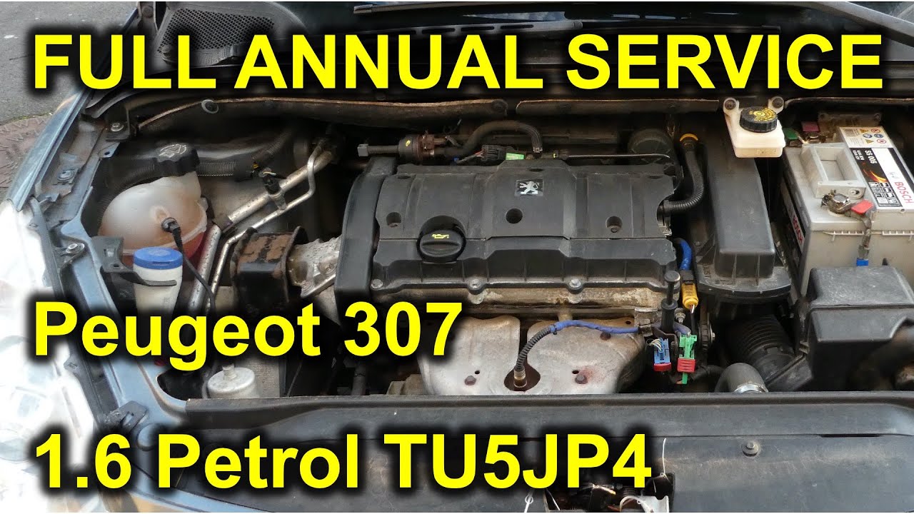 Peugeot 307 1.6 petrol full annual service, including gapping spark plugs and service counter reset