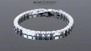 Square Venetian Mirror Box Link Chain Bracelet 925 Sterling Silver