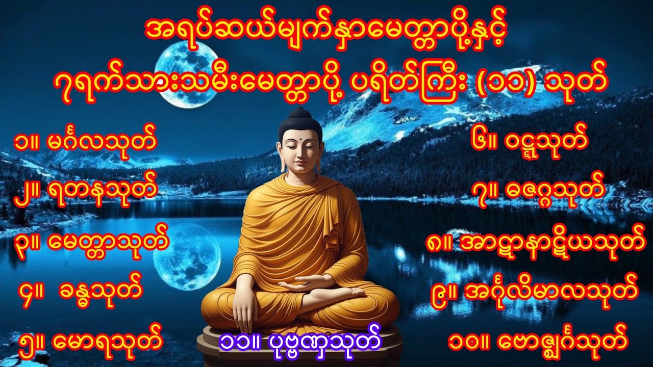 အရပ်ဆယ်မျက်နှာနှင့် ၇ရက်သားသမီးမေတ္တာပို့ ပရိတ်ကြီး (၁၁) သုတ်