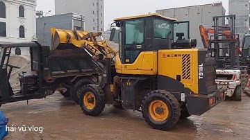 Máy xúc múc cát lên xe công nông vận chuyển cát xây dựng#congnongbabanh