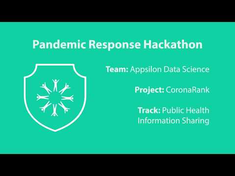 CoronaRank // Pandemic Response Hackathon Submission