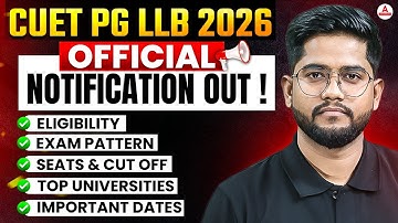 CUET PG LLB 2026 Official Notification OUT! | Eligibility, Exam Pattern, Seats, Cut Off & Dates