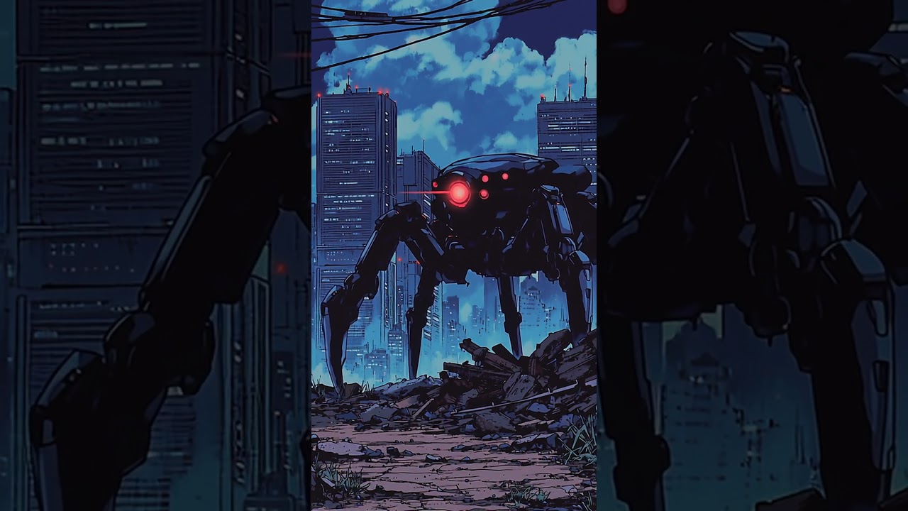 The Dystopian Guardian: A Terrifying AI Robot in a Destroyed City! 🤖🔥