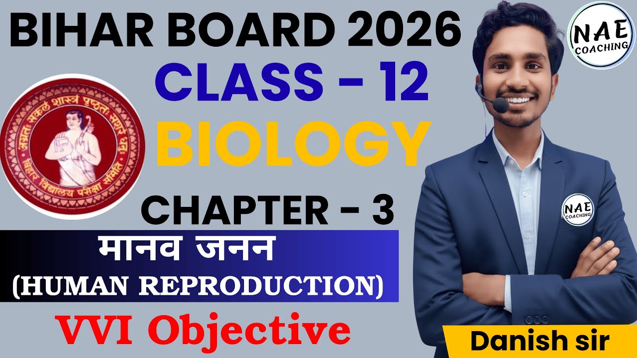 Class 12 Biology Chapter 3 | Human Reproduction | मानव जनन | VVI Objective | Bihar Board 2026