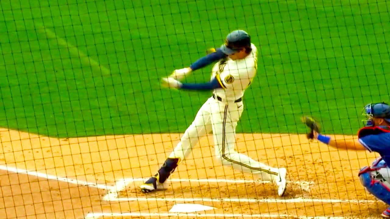 Christian Yelich Slow Motion Home Run Baseball Swing Hitting Mechanics