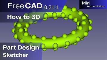 FreeCAD version 0 21 1 part #99 2024  tutorial 3D model hoop with balls