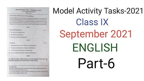 Model Activity Task English  Class-8 part-6 September-2021 // WBBSE
