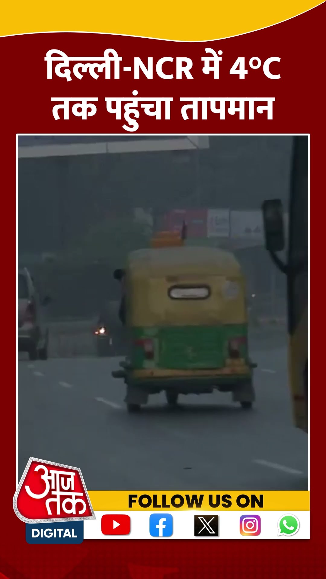 Delhi NCR में 4°C तक पहुंचा तापमान | #delhicold #delhicoldwave #aajtakshorts