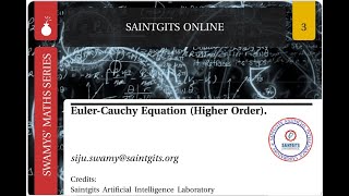 Solution of Euler- Cauchy equation (Higher order)