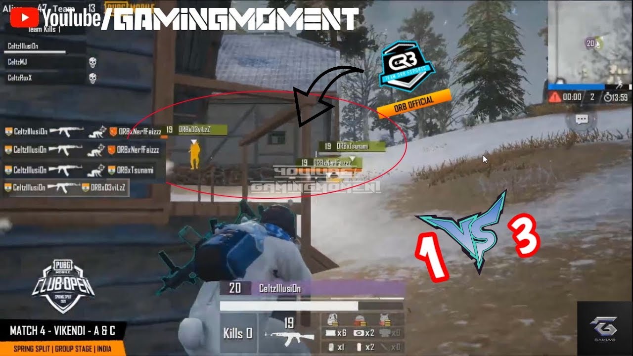 CeltzIllusi0n 1 vs 3 against team ORB Elites || GAMING MOMENT