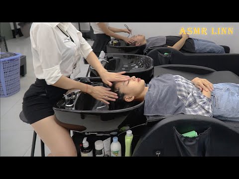 [ASMR] Experience barber hair washing service with lovely staff VIETNAM BARBERSHOP