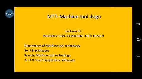 Introduction to machine tool design