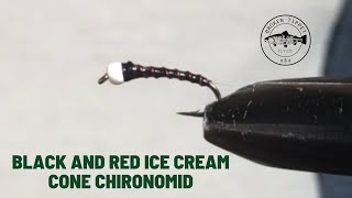 Tying A Black And Red Ice Cream Cone Chironomid Fly