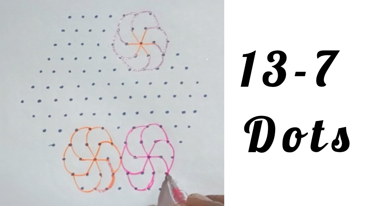 Easy 13-7 Dots Rangoli Design | Simple Daily Kolam | Step by Step ...