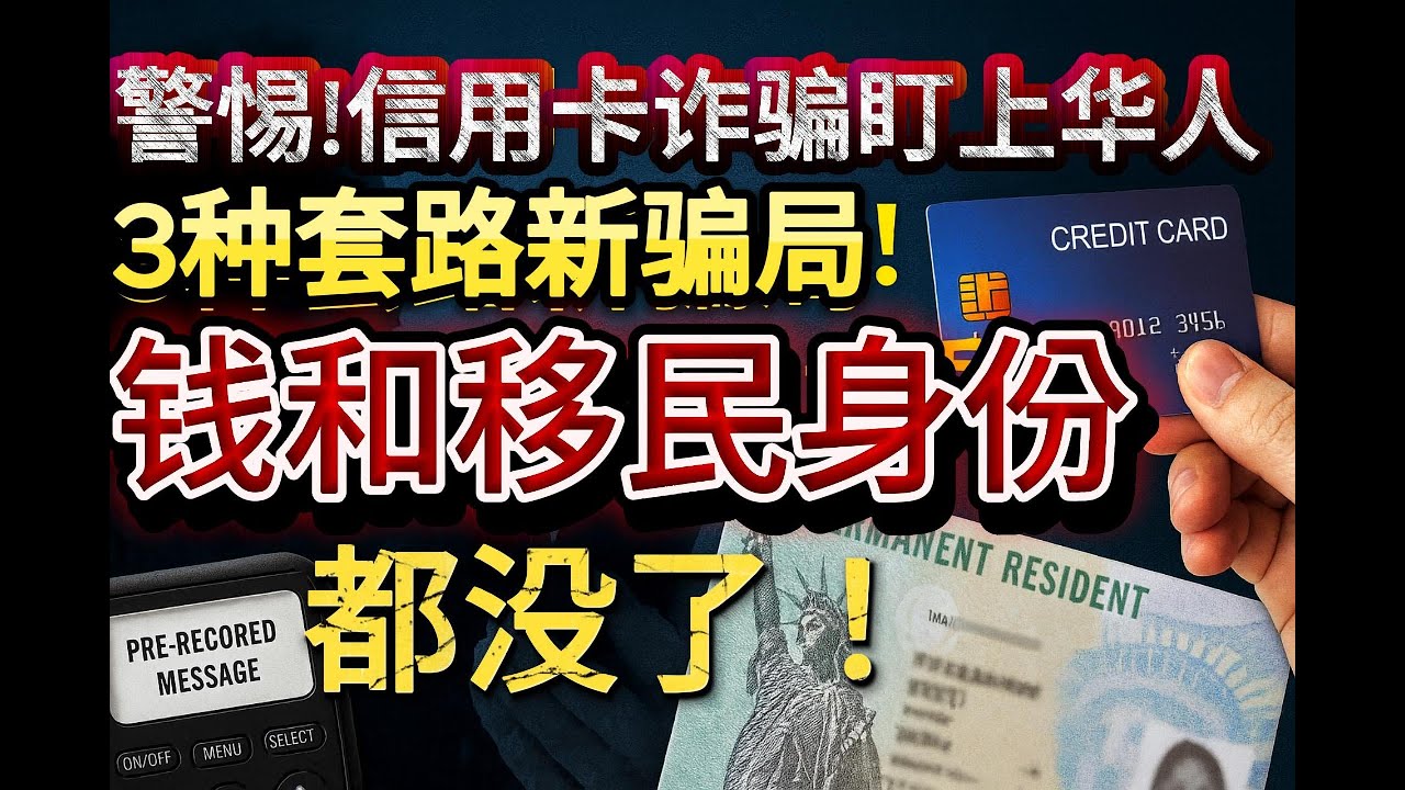 警惕！信用卡诈骗盯上华人：3种套路新骗局！钱和移民身份一起丢！信用卡诈骗正在升级！骗子用“中文客服电话”“积分返现陷阱”“代还账单灰色服务”等新套路行骗，不仅让你经济损失，还连移民身份都受影响！