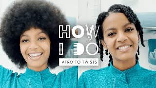 Ebonee Davis' Afro to Twists Hair Tutorial | How I Do | Harper’s BAZAAR