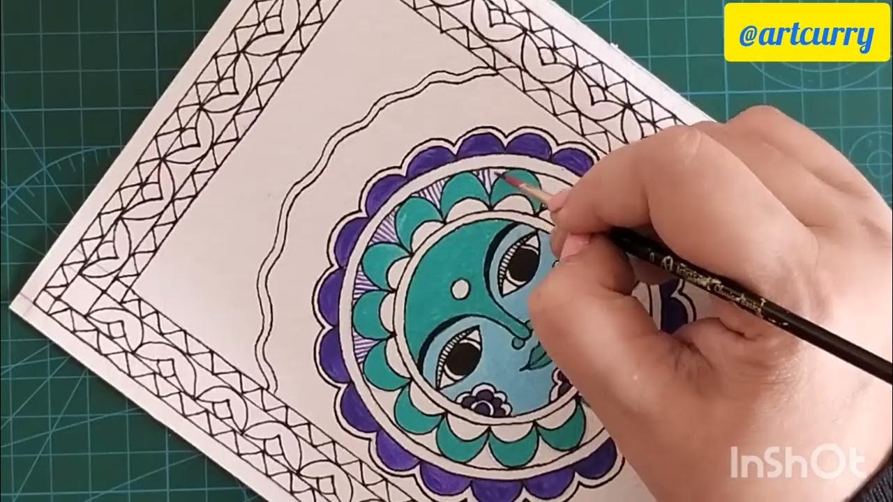 Madhubani Painting of moon II Mithila Art II How to make Madhubani