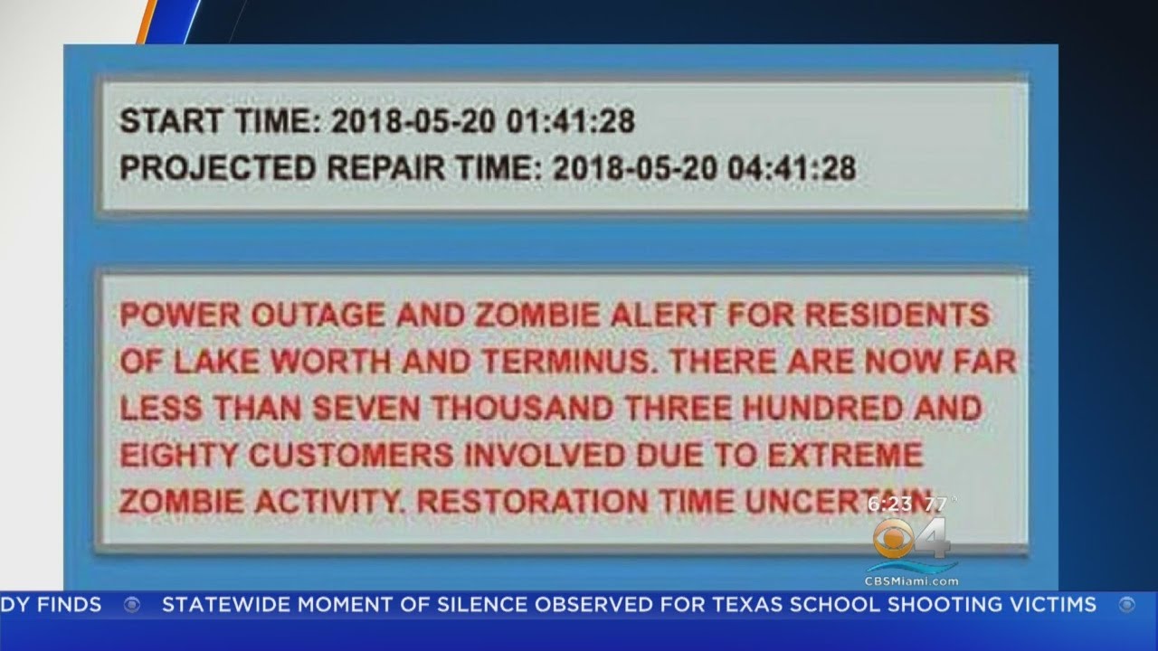 Power Outage Triggers Zombie Alert In Lake Worth Youtube