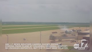 ABC 17 News weather camera shows smoke coming from plane Thursday at Columbia Regional Airport