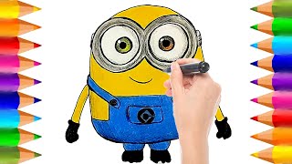 Cómo Dibujar Y Colorear Al Minion Bob - Mi Villano Favorito 3 Dibujos Para Niños