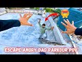 Escaping angry dad epic parkour pov chase