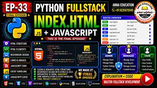 Python Full Stack EP-33 | Index.html + JavaScript Full Explanation | Final Episode 🔥