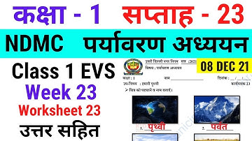 NDMC Class 1 EVS Week 23 Worksheet 23 (8/12/21) पर्यावरण अध्ययन सप्ताह 23 Class 1st week 23 solution