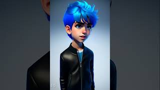 AI Blue Hair Boy || The Magic of AI Animation || AI Cartoon Characters  @hezukepapa