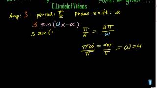 Write the Equation of a sine Function Given characteristics