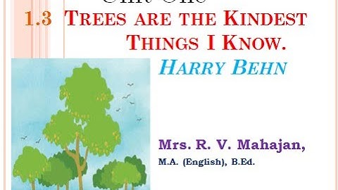 Trees are the Kindest things I know by Harry Behn#StdVIII#explanation