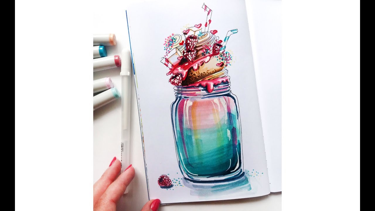 Коктейли рисунки маркерами