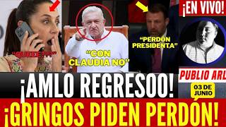 REGRESO EL JEFAZO! AMLO DEFIENDE A CLAUDIA. MANDA FUERTE CARTA A TRUMP. GRINGOS SE DISCULPAN CON MX