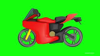 Мотоцикл едет Футаж/анимация 3D мотоцикла хромакей