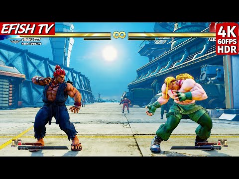 Akuma vs Alex (Hardest AI) - Street Fighter V | 4K 60FPS HDR