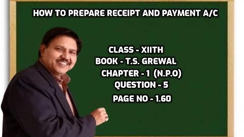 Not For Profit Organisation | Receipt and Payment A/c | Q5 Page 1.60 | TS Grewal | [Accounts]