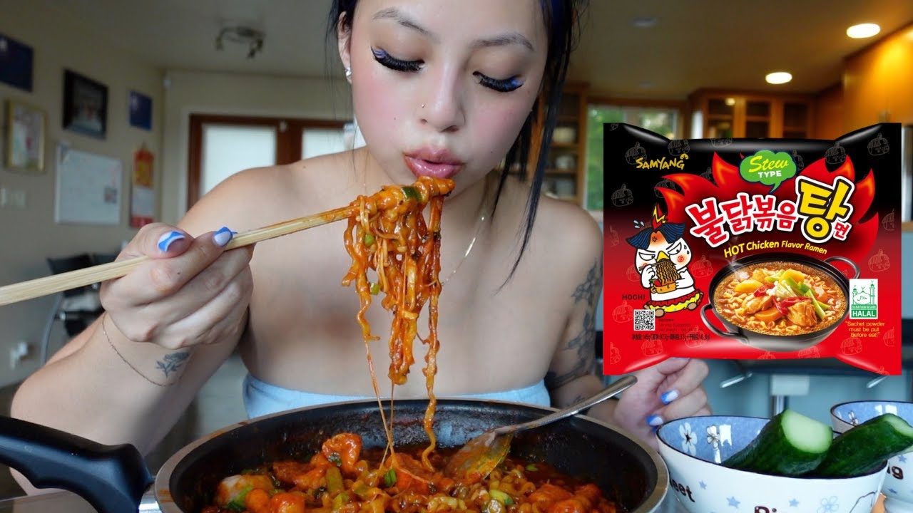 cheesy samyang noodles *mukbang* 